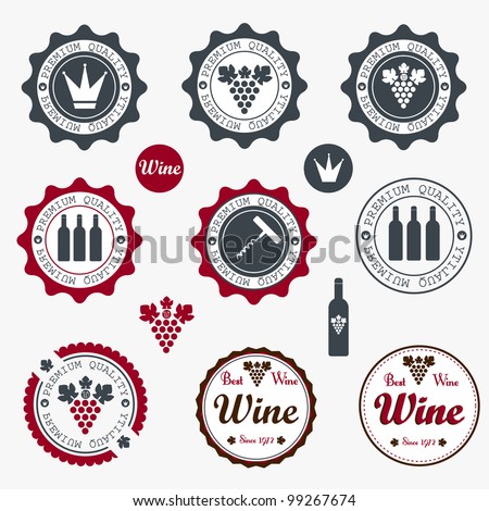 Collection of Premium Quality Wine Labels with retro vintage styled design