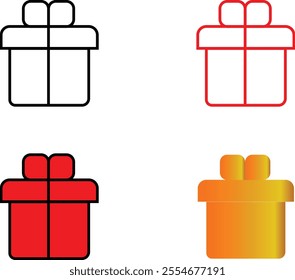 collection Present gift box icon. Vector isolated elements. Christmas gift icon illustration vector symbol. Surprise present linear design.