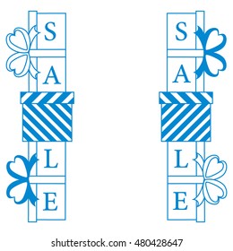 Collection of presents and gift boxes with text sale. Design element for postcard, invitation, banner or flyer.