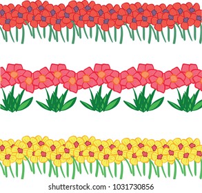 Collection of pretty cartoon spring and summer flowers