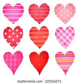 Collection of pretty heart elements of various patterns