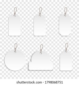 collection price tag on transparent background, blank labels with paper cut style.