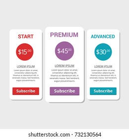 Collection of pricing plans for websites and applications. Hosti