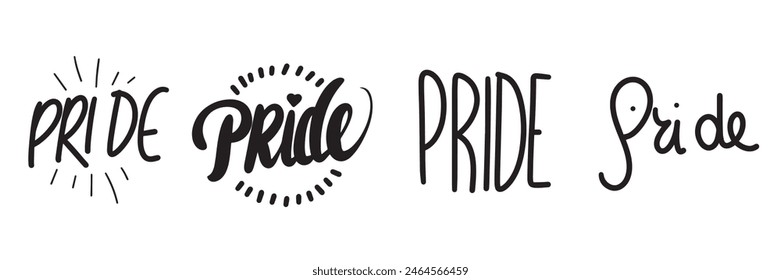 Colección del texto del Orgullo. Arte vectorial dibujado a mano.