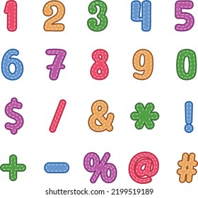 collection of printable numbers and symbols pack set