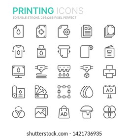 Collection of printing related line icons. 256x256 Pixel Perfect. Editable stroke