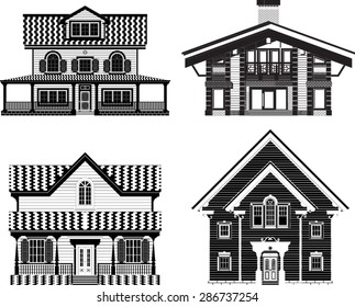 collection of private residences on a white background