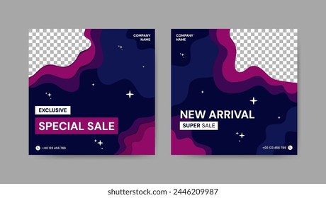 Collection of product offer, promotion social media post templates. Square banner design background.