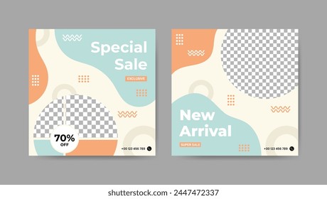 Collection of product offer, promotion social media post templates. Square banner design background.