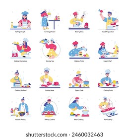 Kollektion der Professionellen Köche Doodle Mini Illustrationen 

