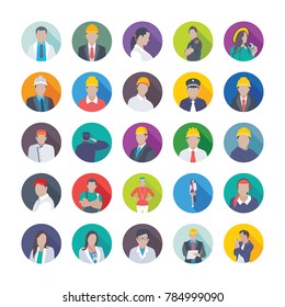 
Collection of Professional Flat Icons of Professions
