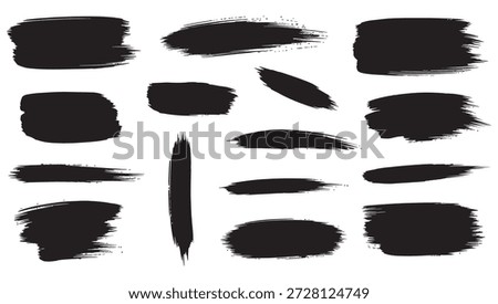 A collection of professional hand-painted black ink brush strokes, featuring clean horizontal swashes and textured paint lines. These high-quality vector elements are perfect for text underlining, website button backgrounds, minimalist logo accents, and modern stationery design. Versatile artistic silhouettes with a balanced, handcrafted texture for elegant digital and print layouts.