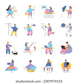 Colección de ilustraciones planas de personas profesionales 

