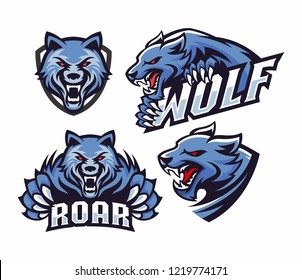 Collection professional wolf logo set for a sport team