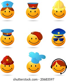 collection of professionals smilies, vector illustration. For more smilies please visit my gallery