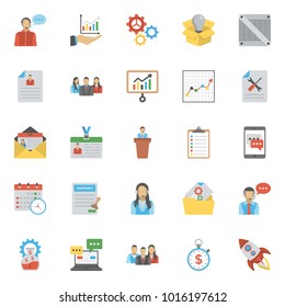 Collection Of Project Management Colored Flat Icons