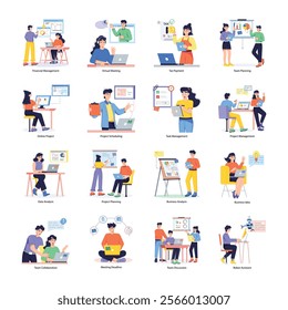 Collection of Project Planning Flat Illustrations 

