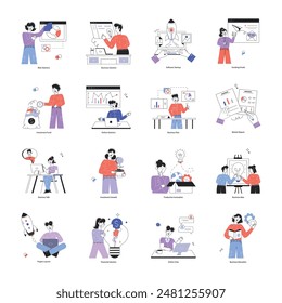 Collection of Project Startup Linear Mini Illustrations
