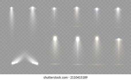 Collection of projector transparent light for stage lighting. Vector