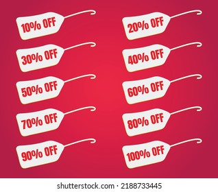 Collection of promo stickers and badges with different value percent off or discount