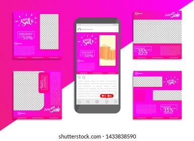 Collection of promotional templates for social media with a minimalist modern style. sales template, promotion template. Eps10.