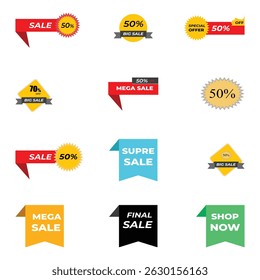 collection of promotional vector stickers for sales and discounts,Discount offer sale banners. Best deal price stickers. Black Friday special offer tags. Sale bubble coupon. Promotion discount banner 