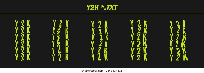 Colección de palabras escritas psicodélicas - Y2K. Palabras futuristas retro psicodélicas. Formas geométricas surrealistas en palabras, estructura de alambre ciberpunk abstracto. Elementos de Vector en estilo psicodélico de moda.