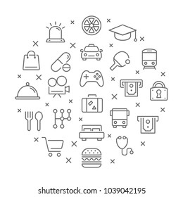 Collection of public navigation thin line icons