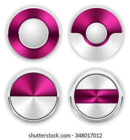 Collection of pueple badges with silver border