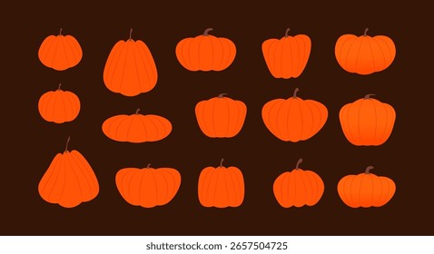 Colección de Elementos de diseño de calabaza para diseños temáticos de Halloween con aislamiento de fondo transparente