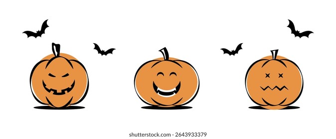 Collection of Pumpkin Expression Illustrations for Your Halloween Party Prep
