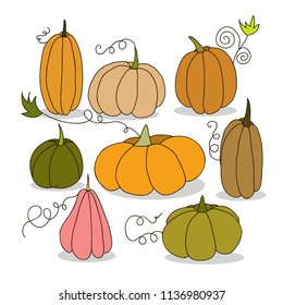 Collection of pumpkin icons. Vector EPS 10.