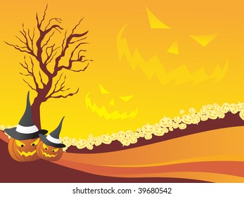 collection of pumpkin on stripes background with dead tree