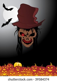 collection of pumpkin, vampire face with night background