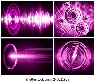 Collection purple Light Abstract Technology background set for computer graphic website internet and business. text box. Brochure. card. wave. diverse, different, divers, manifold, many, various