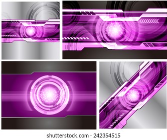 Collection purple Light Abstract Technology background set for computer graphic website internet and business. text box. Brochure. card. wave. diverse, different, divers, manifold, many, various