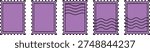 Collection of purple postage stamps with different wave patterns on white background for design elements various unused postal stamps