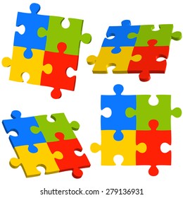 collection of puzzle teamwork business info graphics