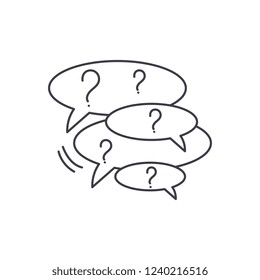 Collection of questions line icon concept. Collection of questions vector linear illustration, symbol, sign