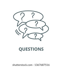 Collection of questions line icon, vector. Collection of questions outline sign, concept symbol, flat illustration