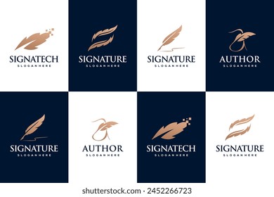 Collection of quill signature feather author logo design