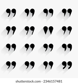 collection of quotation comma sign background for testimonial design vector