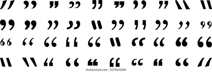 Collection of quotation mark, double quote, single quote, typography, punctuation,grammar icon vector