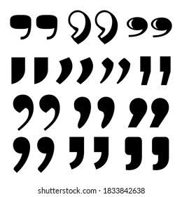 Colección de símbolos de comillas. Iconos de Commas sobre fondo blanco.