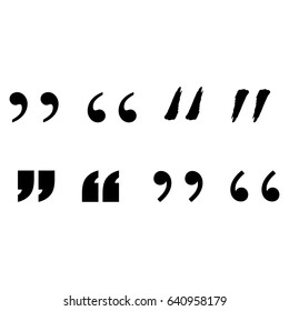 Collection of quotation marks, speech marks, quote sign icons