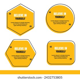 Collection of Quote boxes frames in different shapes, Speech bubbles with quote marks, dialog box frame vector illustration