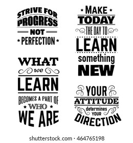  Collection of quote typographical background about school and education made in vintage style. Vector template for card, banner, poster, t-shirt, sweatshirt, bag.