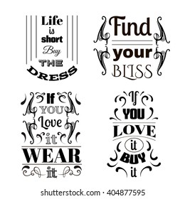Collection of Quote typographical background. Vector set of templates  for card banner and poster with hand drawn elements.