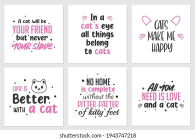 Collection of quotes about cute cats or animals. Can be applied on t-shirts, home wall displays, and others