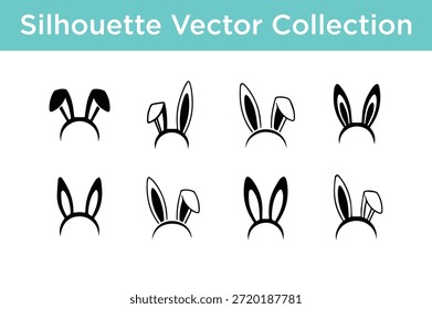 Collection of rabbit ear silhouettes isolated on white background
